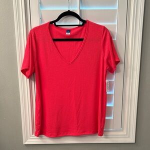 Old Navy Bright Pink V-Neck Tee